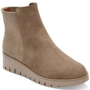 LN Rockport Women's Dania Cushioned Wedge Lug Sole Bootie Sz 8.5 Beige Suede